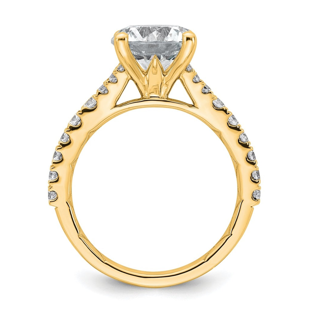 14K Yellow Or White Gold Certified Lab Grown Diamond VS+ F+ Round Complete Engagement Ring