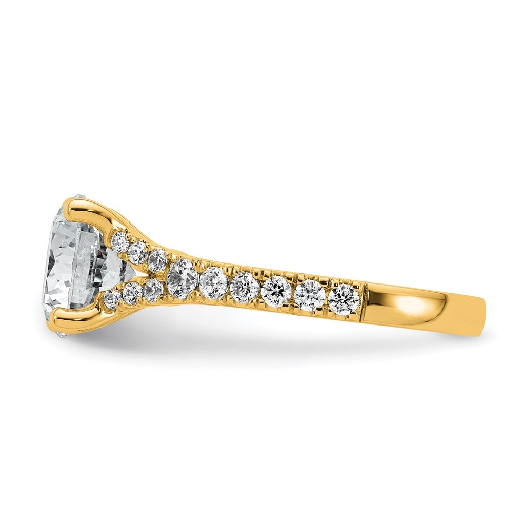 14K Yellow Or White Gold Certified Lab Grown Diamond VS+ F+ Round Complete Engagement Ring