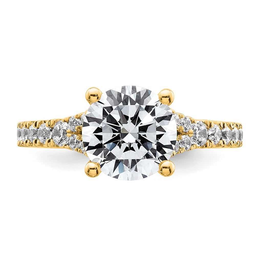 14K Yellow Or White Gold Certified Lab Grown Diamond VS+ F+ Round Complete Engagement Ring