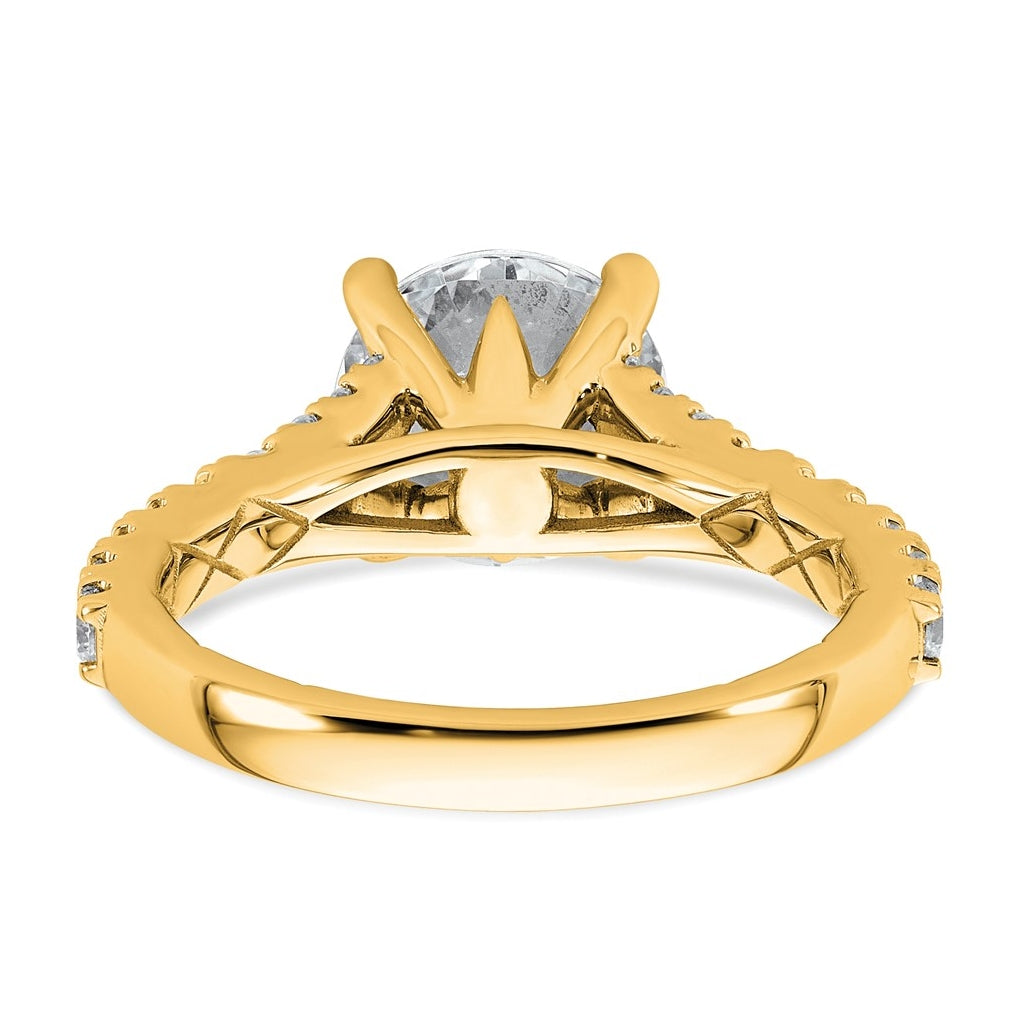 14K Yellow Or White Gold Certified Lab Grown Diamond VS+ F+ Round Complete Engagement Ring