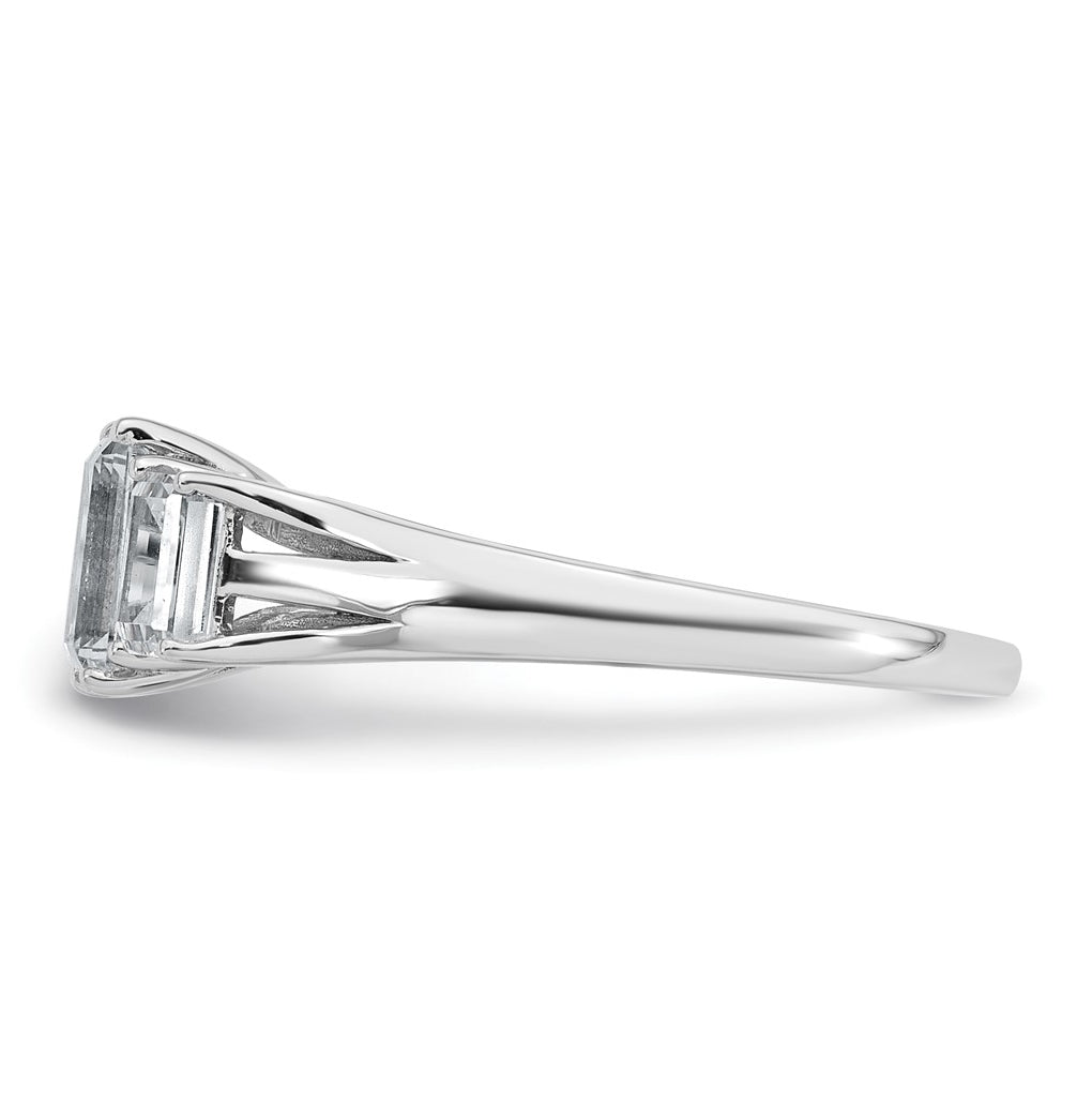 14k White Gold 1 5/8 carat Lab Grown Diamond VS+ F+ Emerald Complete Three Stone Engagement Ring