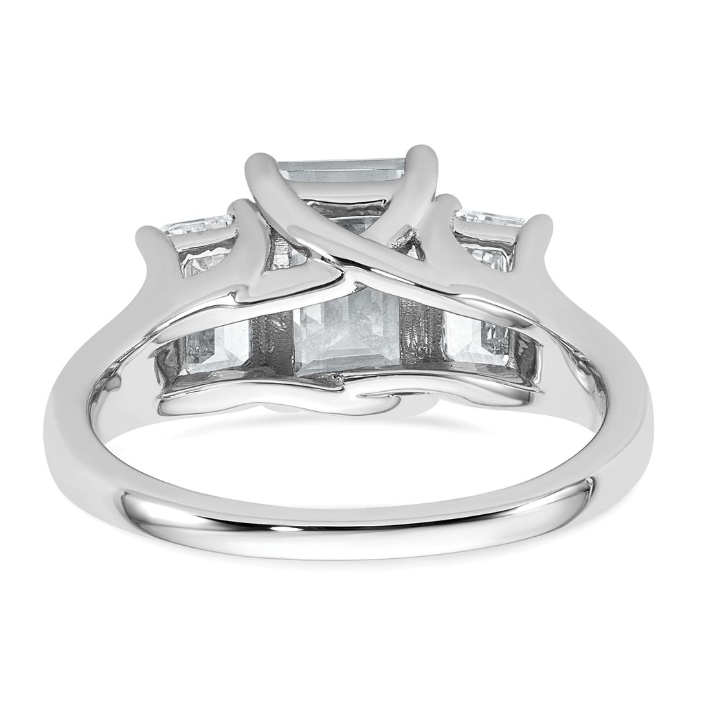 14k White Gold 3 1/3 carat Lab Grown Diamond VS+ F+ Emerald Complete Three Stone Engagement Ring