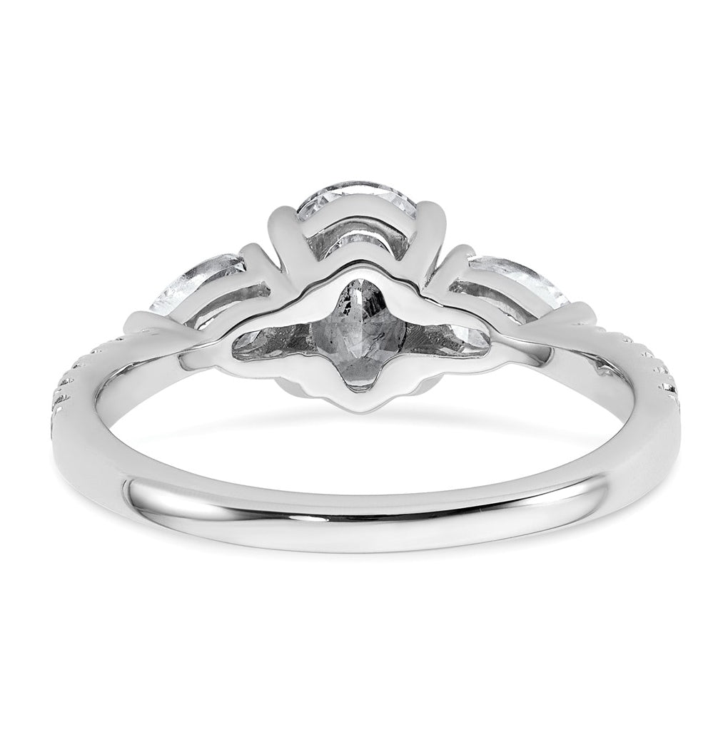 14k White Gold 1 5/8 carat Certified Lab Grown Diamond VS+ F+ Oval with Pear Complete Three Stone Engagement Ring
