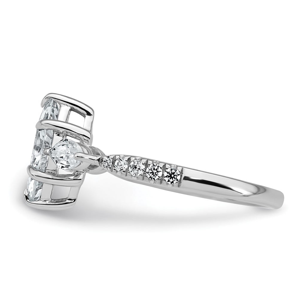 14k White Gold 1 1/2 carat Certified Lab Grown Diamond VS+ F+ Marquise Complete Three Stone Engagement Ring