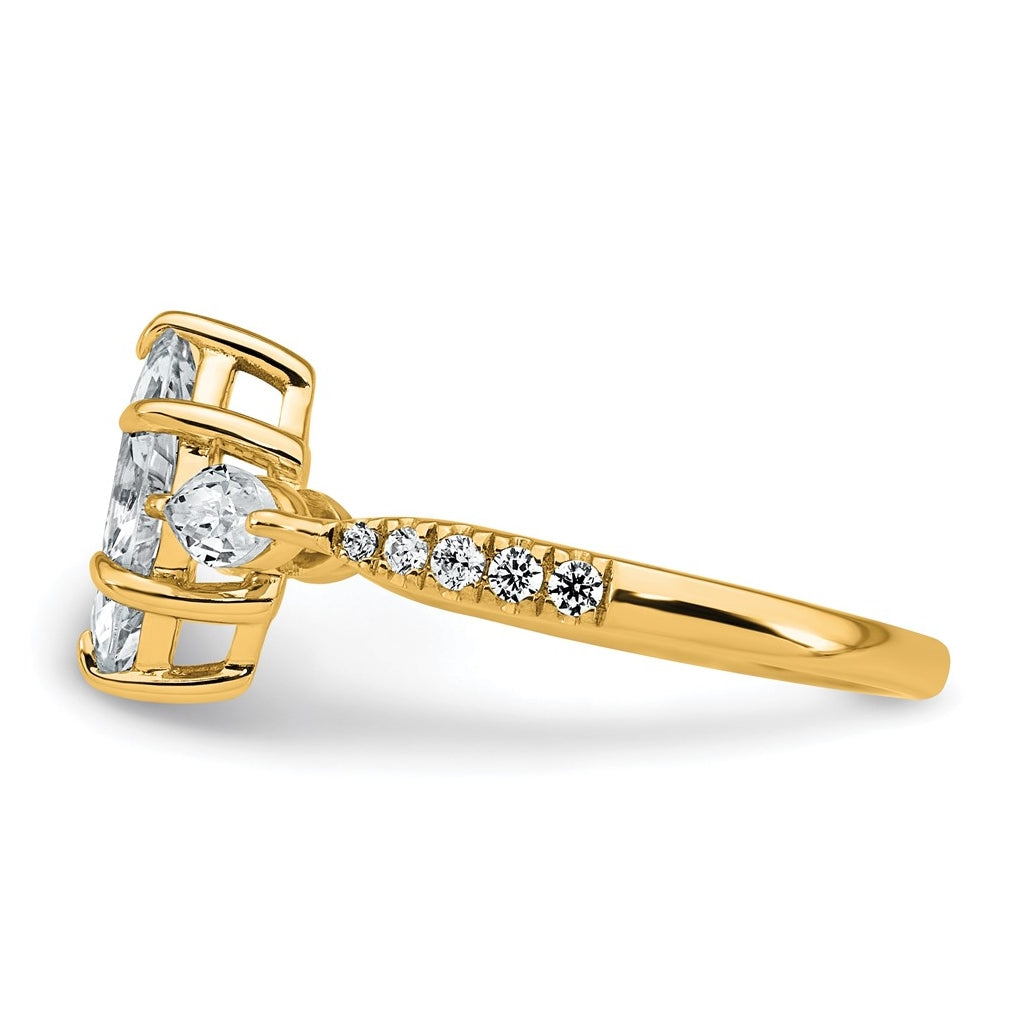 14k Yellow Gold 1 1/2 carat Certified Lab Grown Diamond VS+ F+ Marquise Complete Three Stone Engagement Ring