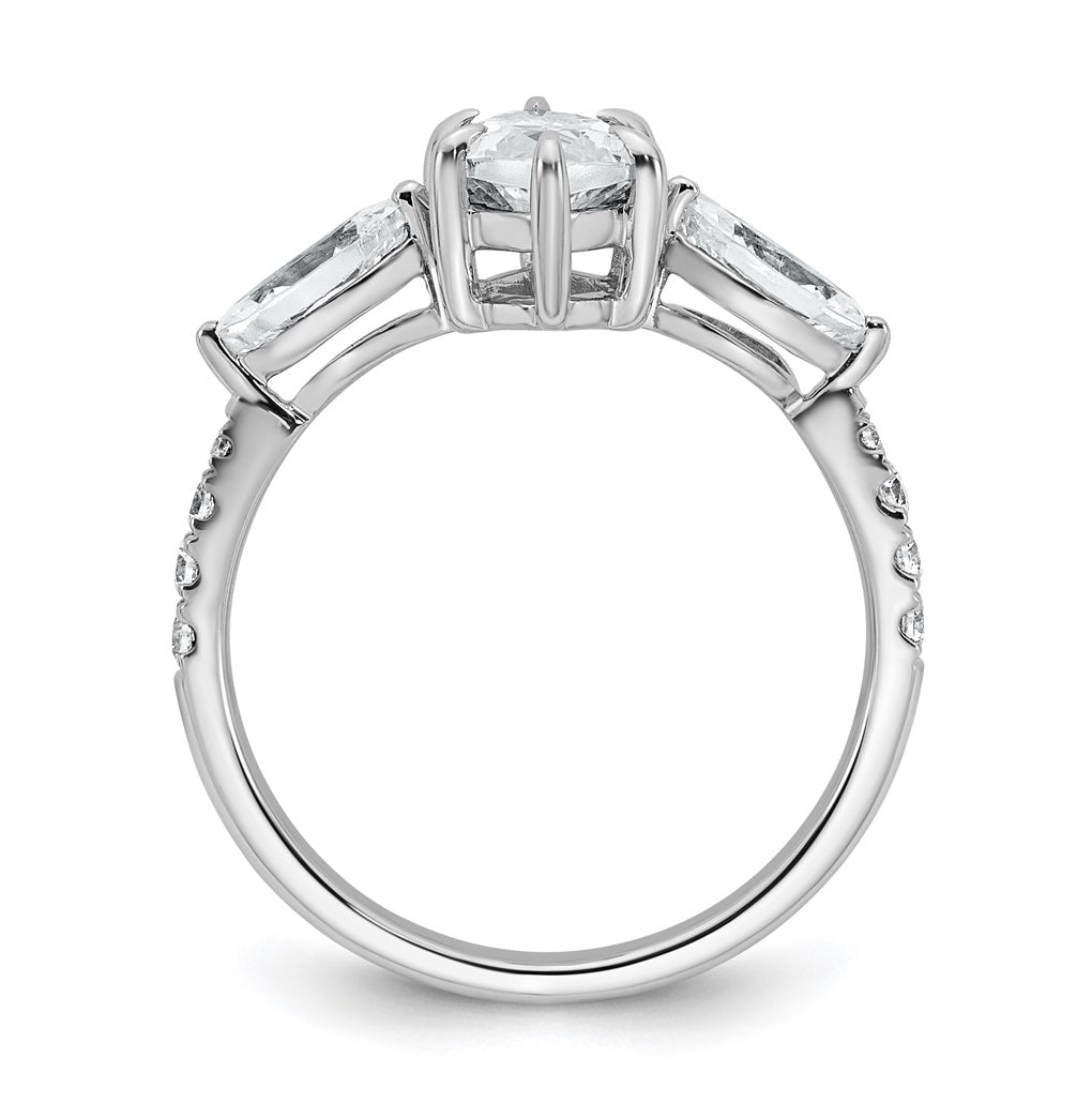 14k White Gold 2 1/6 carat Lab Grown Diamond VS+ F+ Marquise Complete Three Stone Engagement Ring