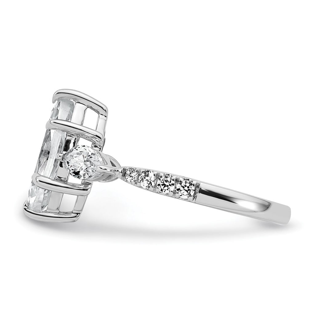 14k White Gold 2 1/6 carat Lab Grown Diamond VS+ F+ Marquise Complete Three Stone Engagement Ring