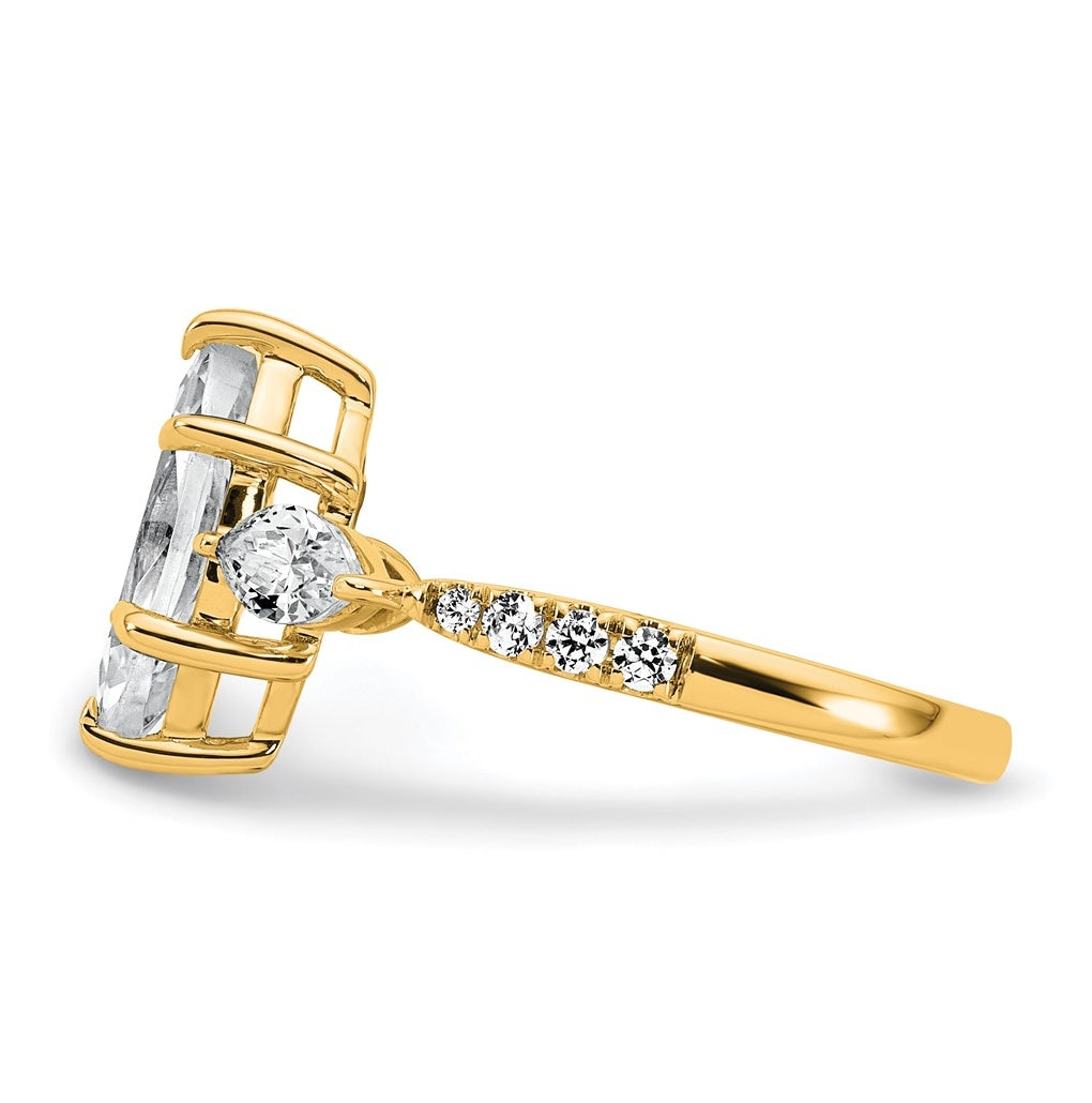 14k Yellow Gold 2 1/6 carat Certified Lab Grown Diamond VS+ F+ Marquise Complete Three Stone Engagement Ring