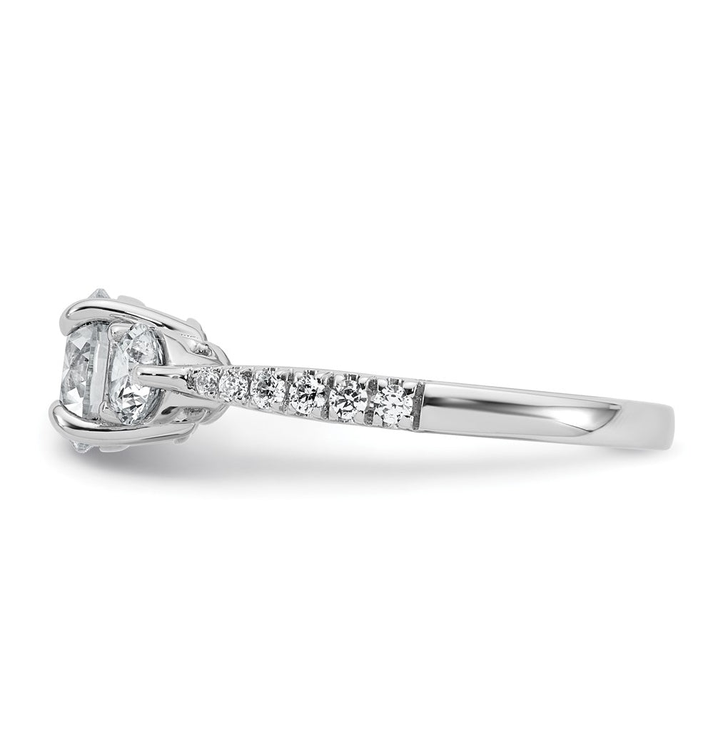 14k White Gold 1 5/8 carat Lab Grown Diamond VS+ F+ Round Complete Three Stone Engagement Ring