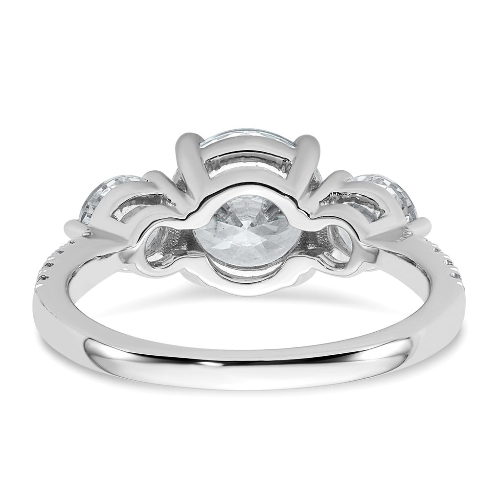 14k White Gold 3 carat Certified Lab Grown Diamond VS+ F+ Round Complete Three Stone Engagement Ring