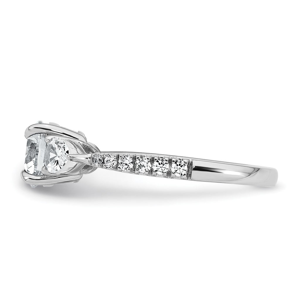 14k White Gold 1 5/8 carat Lab Grown Diamond VS+F+ Round Complete Three Stone Engagement Ring