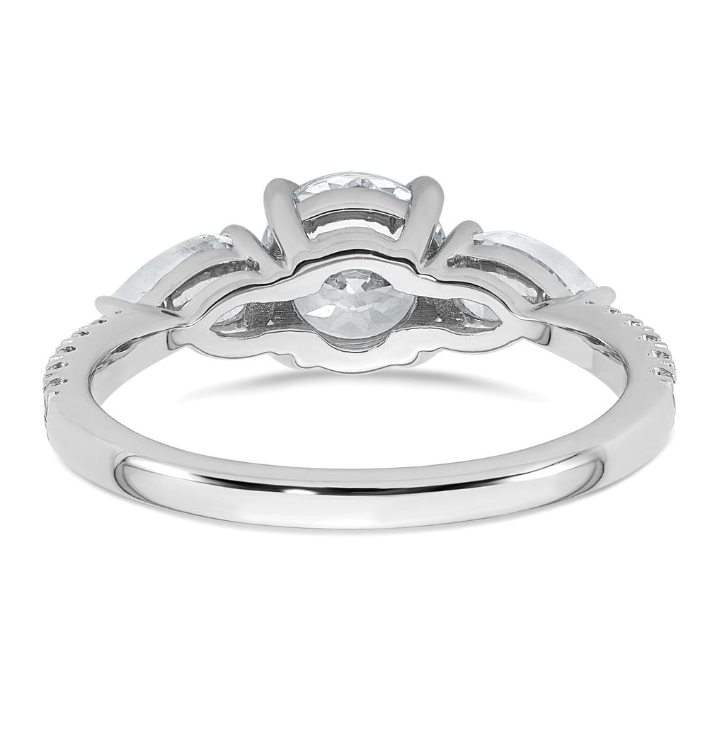 14k White Gold 1 5/8 carat Certified Lab Grown Diamond VS+F+ Round Complete Three Stone Engagement Ring