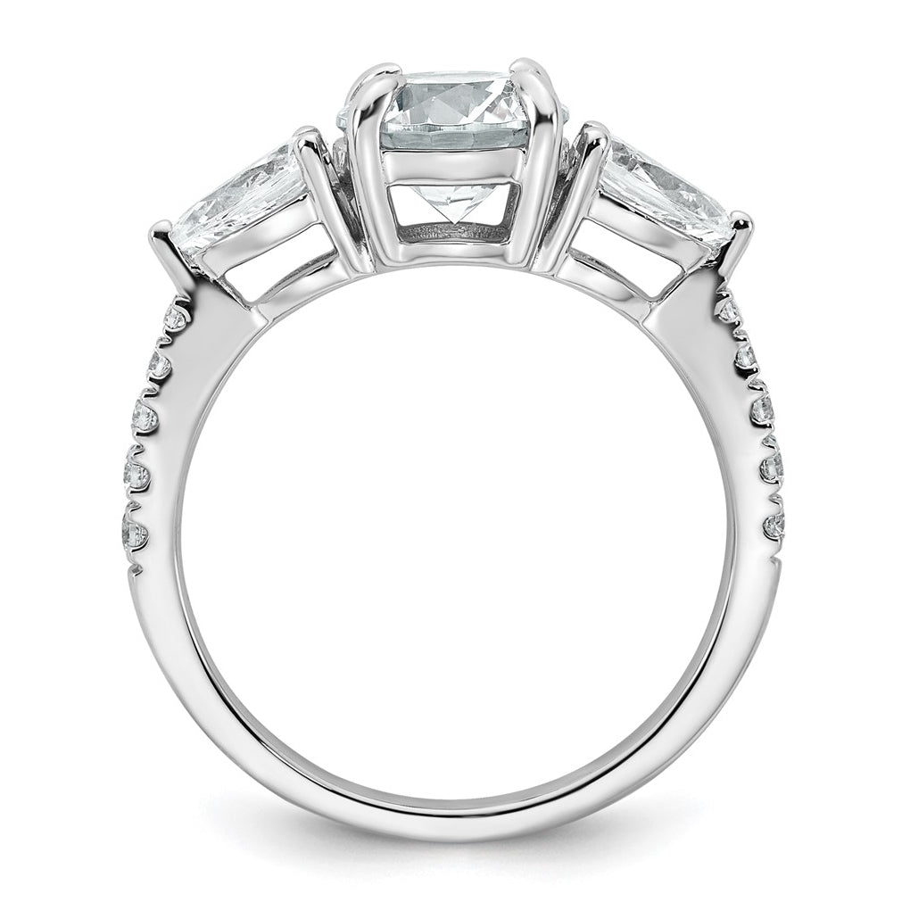14k White Gold 2 1/3 carat Lab Grown Diamond VS+F+ Round Complete Three Stone Engagement Ring
