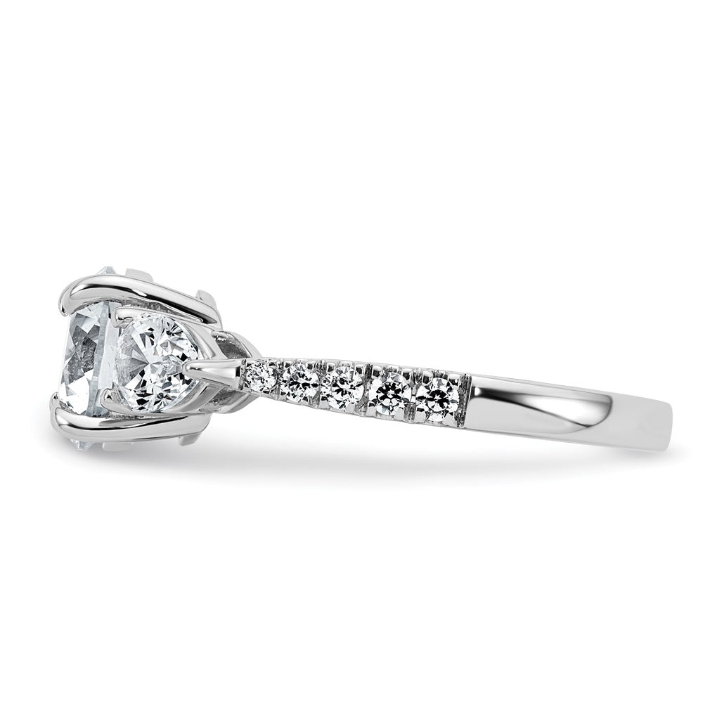 14k White Gold 2 1/3 carat Lab Grown Diamond VS+F+ Round Complete Three Stone Engagement Ring