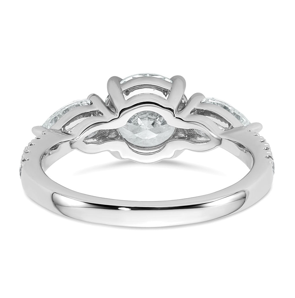 14k White Gold 2 1/3 carat Lab Grown Diamond VS+F+ Round Complete Three Stone Engagement Ring