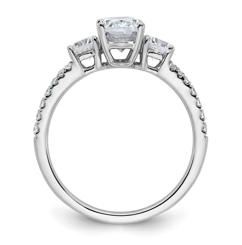 14k White Gold 1 5/8 carat Certified Lab Grown Diamond VS+ F+ Oval with Round Complete Three Stone Engagement Ring