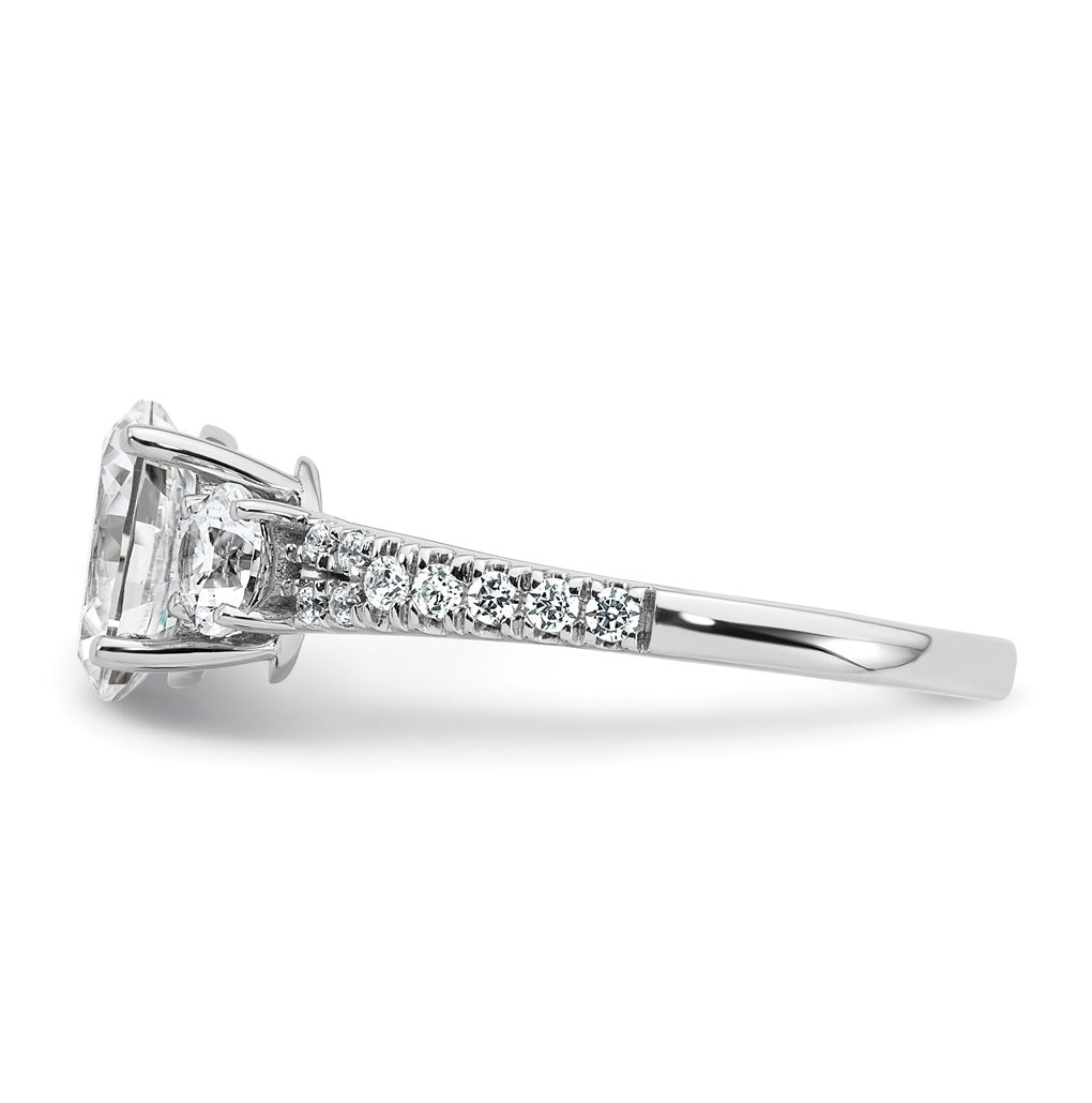 14k White Gold 1 5/8 carat Certified Lab Grown Diamond VS+ F+ Oval with Round Complete Three Stone Engagement Ring