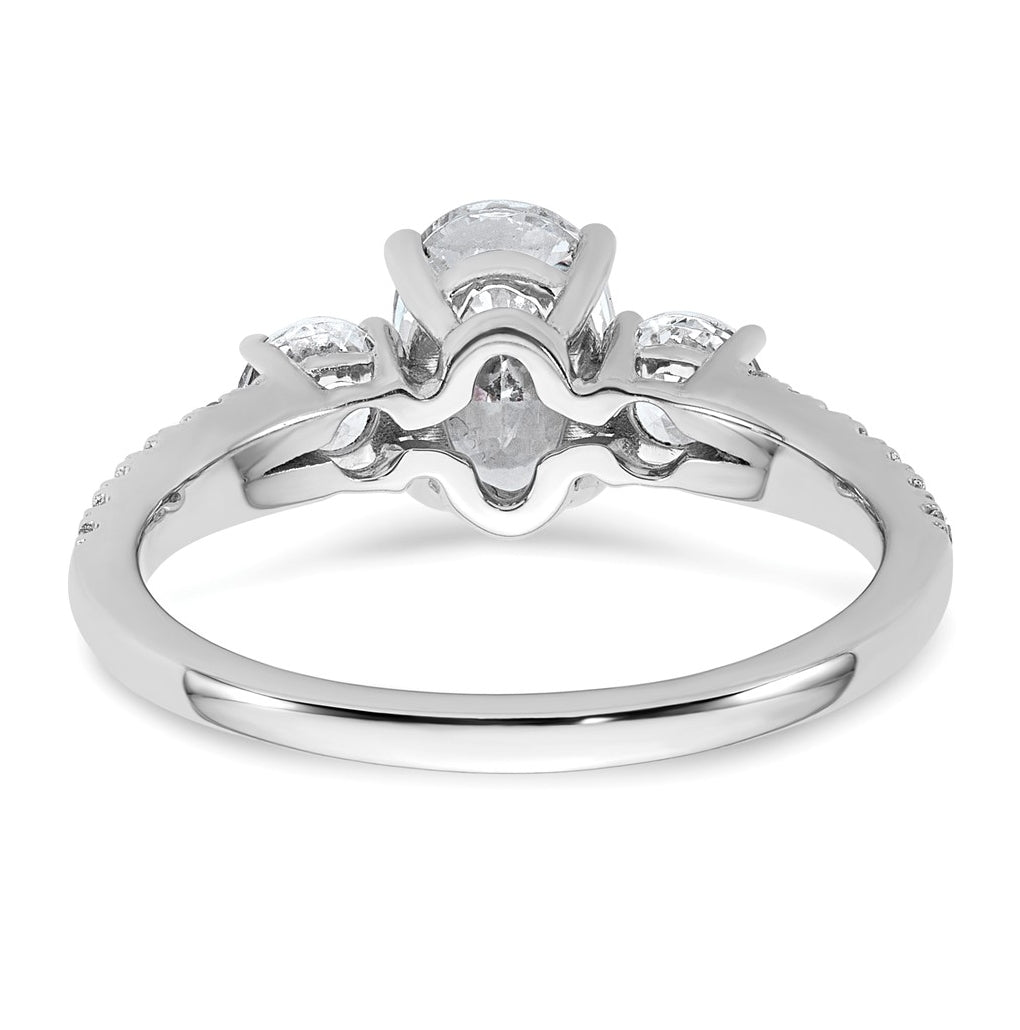 14k White Gold 1 5/8 carat Certified Lab Grown Diamond VS+ F+ Oval with Round Complete Three Stone Engagement Ring