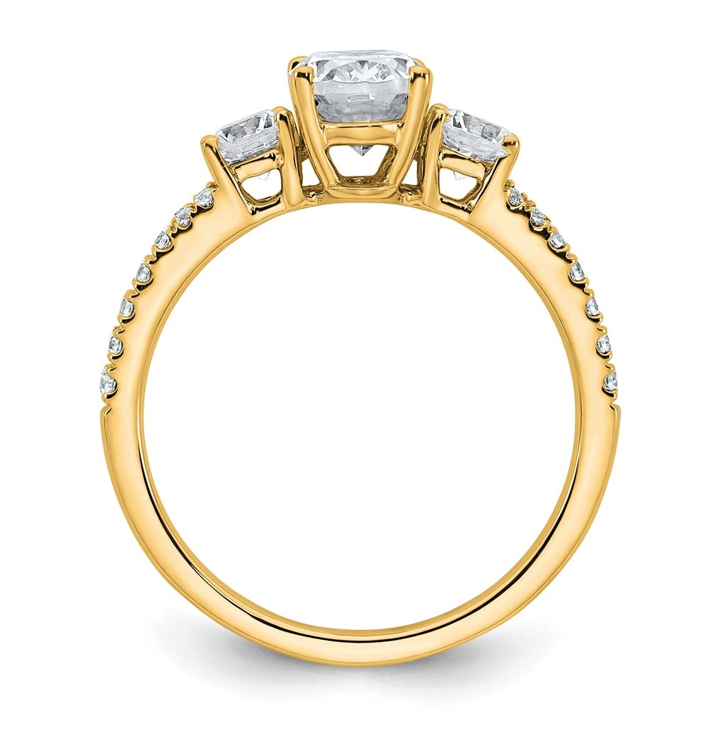 14k Yellow Gold 1 5/8 carat Certified Lab Grown Diamond VS+ F+ Oval with Round Complete Three Stone Engagement Ring