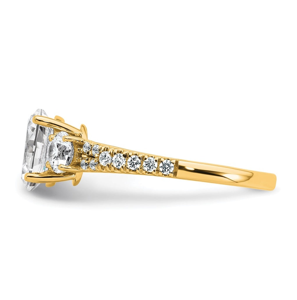 14k Yellow Gold 1 5/8 carat Certified Lab Grown Diamond VS+ F+ Oval with Round Complete Three Stone Engagement Ring