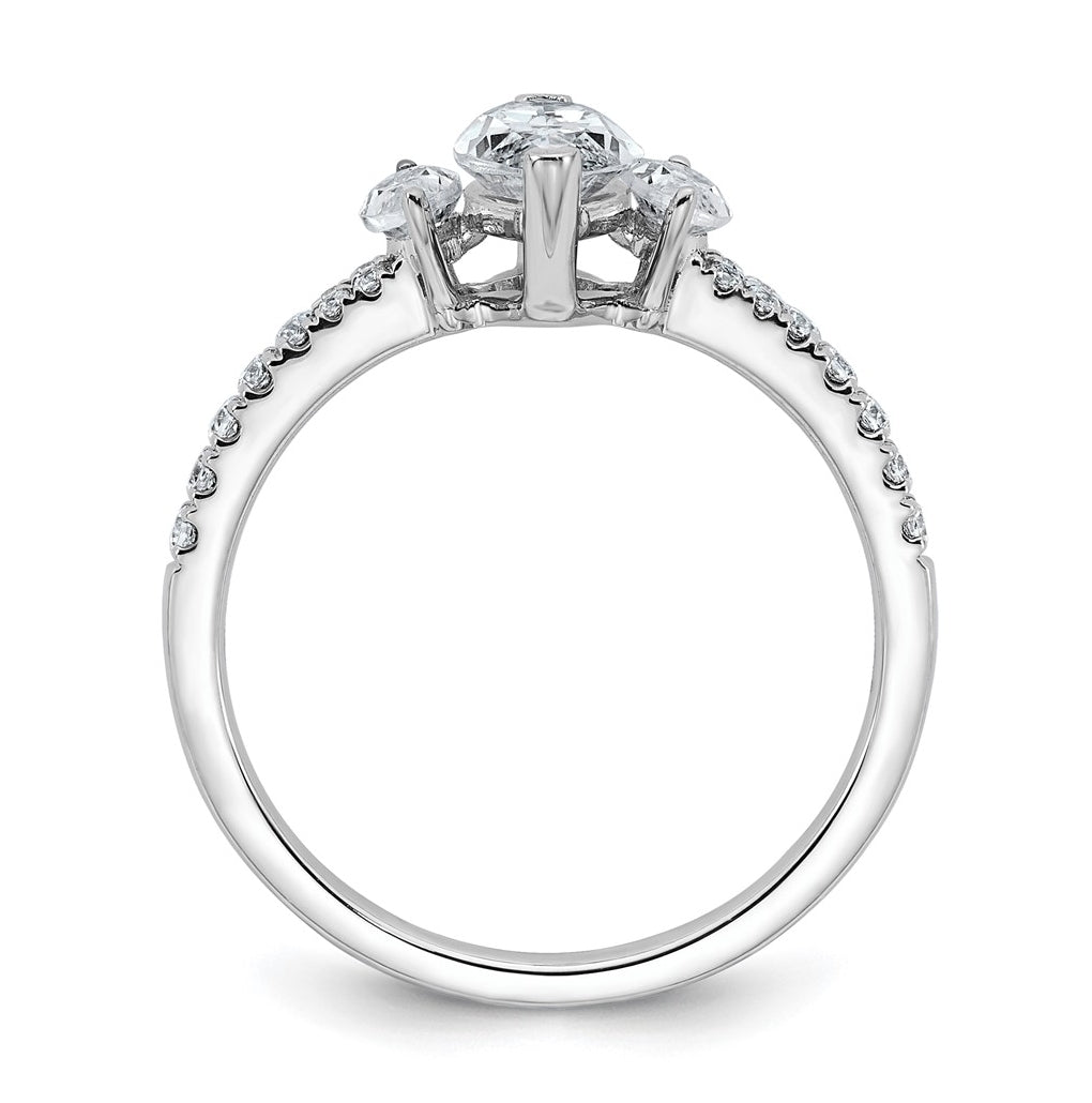 14k White Gold 1 1/2 carat Lab Grown Diamond VS+ F+ Marquise Complete Three Stone Engagement Ring