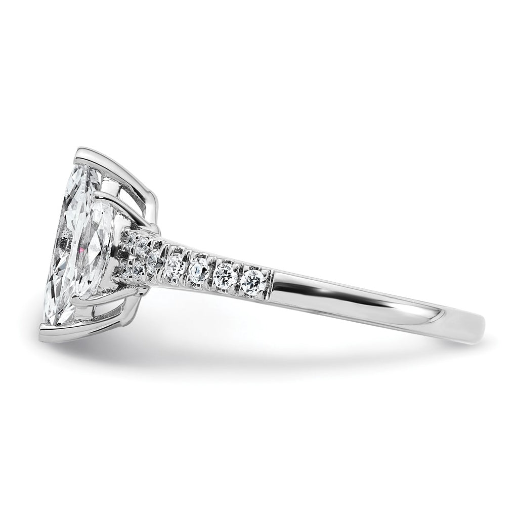 14k White Gold 1 1/2 carat Lab Grown Diamond VS+ F+ Marquise Complete Three Stone Engagement Ring