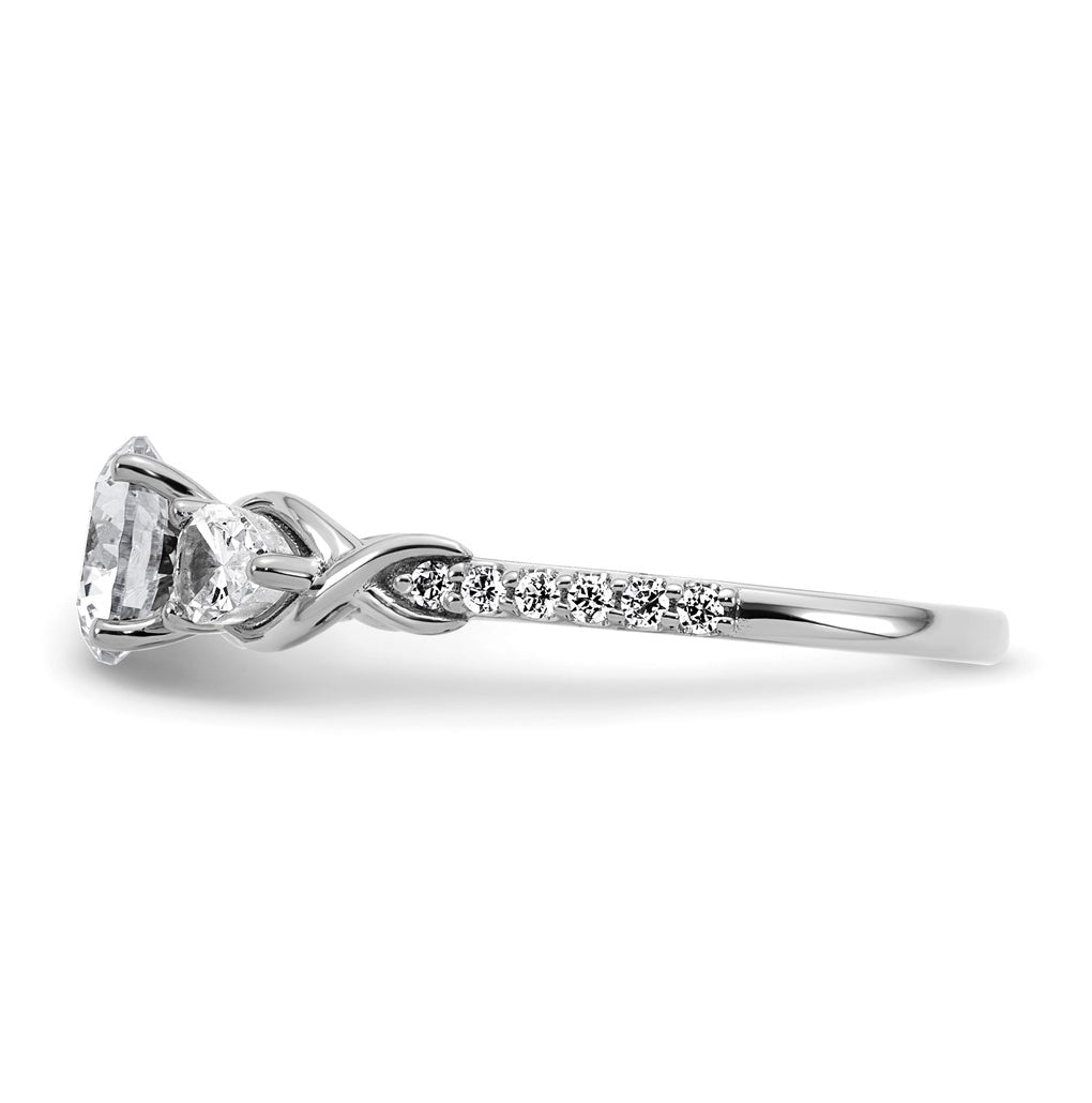 14k White Gold 1 5/8 carat Lab Grown Diamond VS+ F+ Round Complete Three Stone Engagement Ring