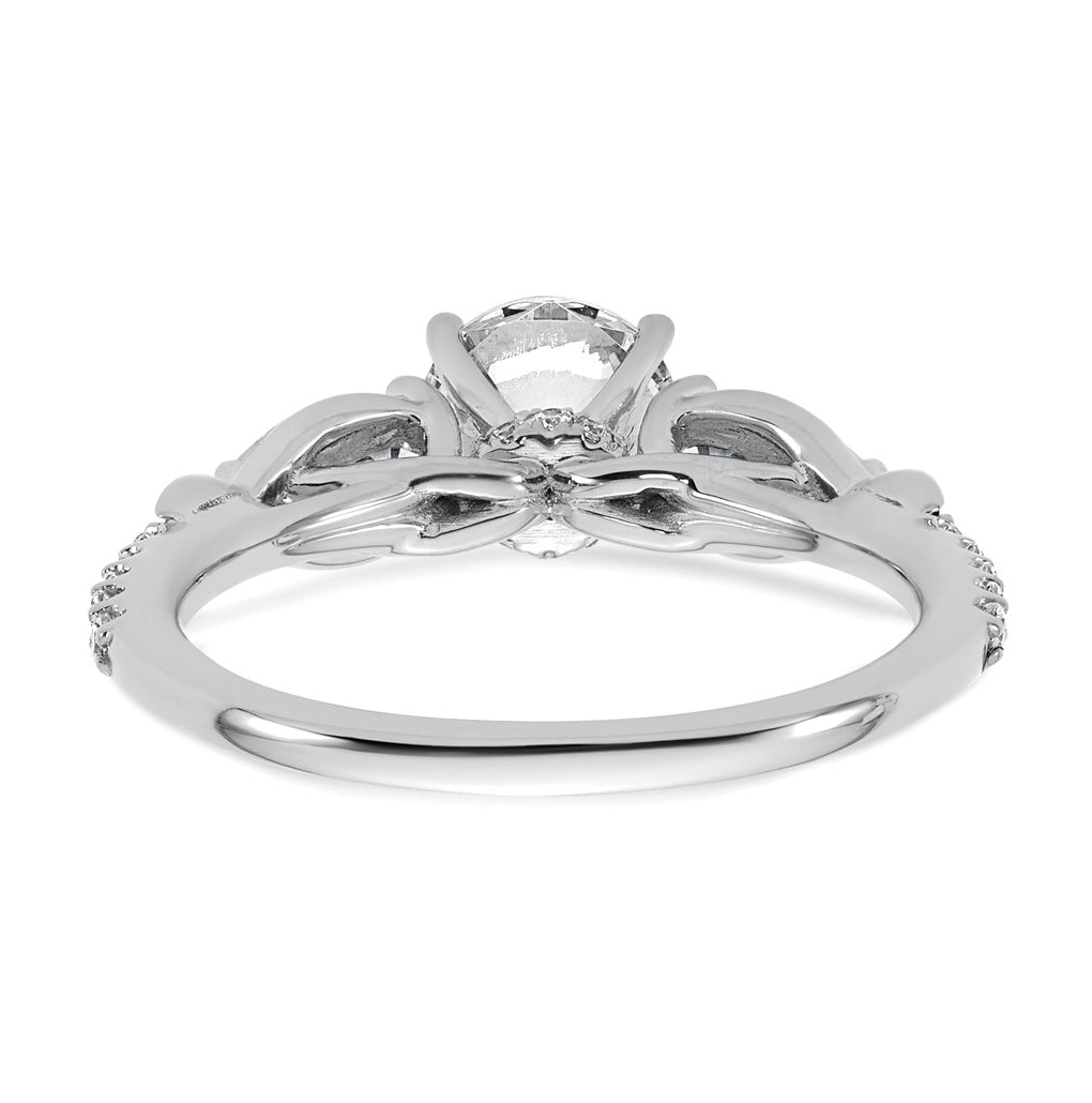 14k White Gold 1 5/8 carat Lab Grown Diamond VS+ F+ Round Complete Three Stone Engagement Ring