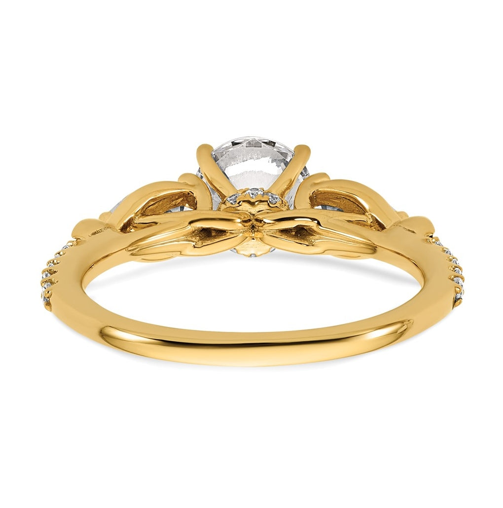 14k Yellow Gold 1 5/8 carat Certified Lab Grown Diamond VS+ F+ Round Complete Three Stone Engagement Ring