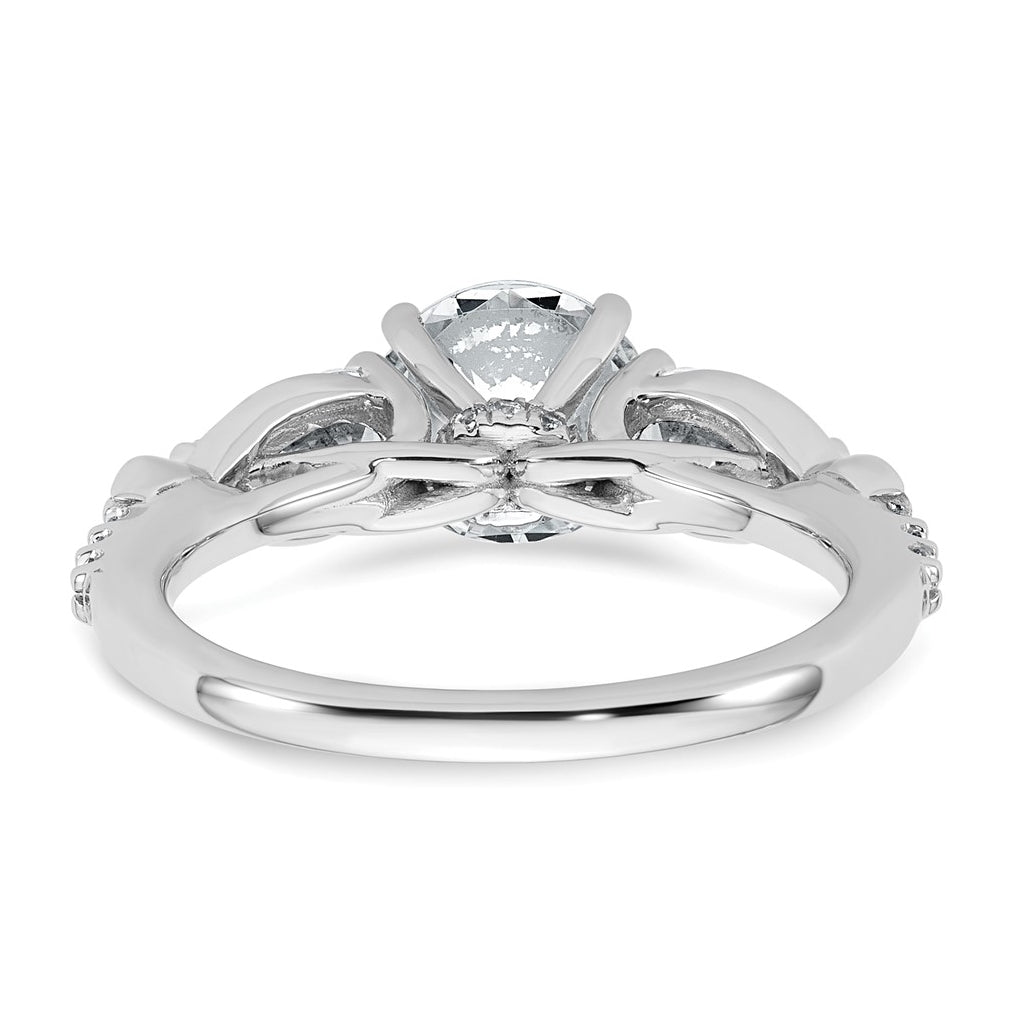 14k White Gold 2 1/4 carat Lab Grown Diamond VS+ F+ Round Complete Three Stone Engagement Ring