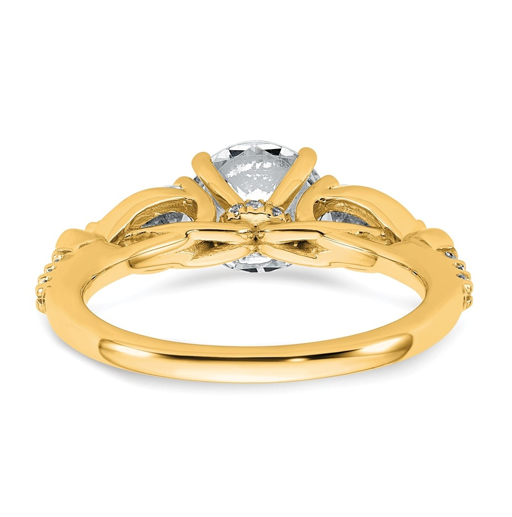 14k Yellow Gold 2 1/4 carat Lab Grown Diamond VS+ F+ Round Complete Three Stone Engagement Ring