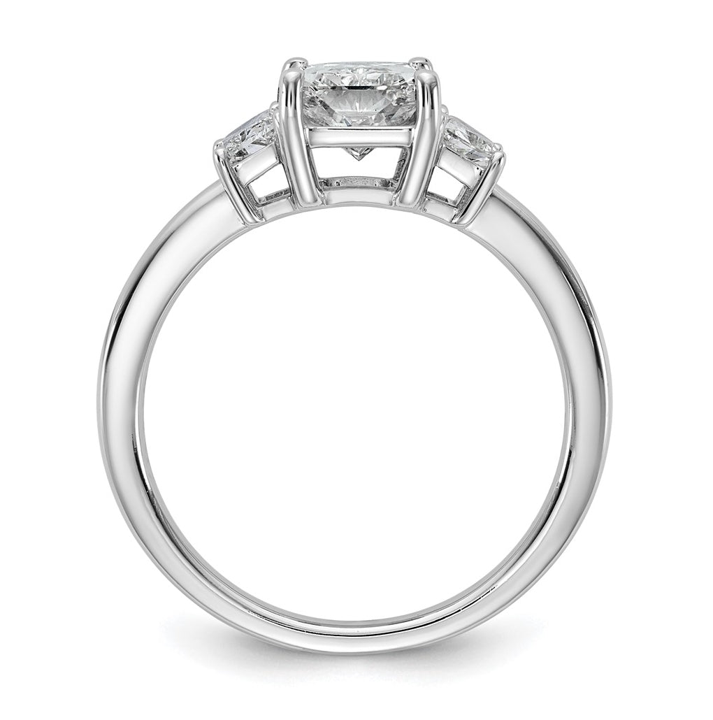 14k White Gold 2 carat Certified Lab Grown Diamond VS+ F+ Radiant and Trapezoid Complete Three Stone Engagement Ring