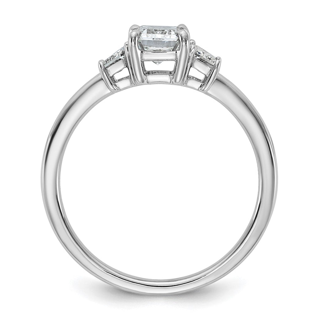 14k White Gold 1 3/8 carat Certified Lab Grown Diamond VS+ F+ Complete Emerald and Trapezoid Engagement Ring