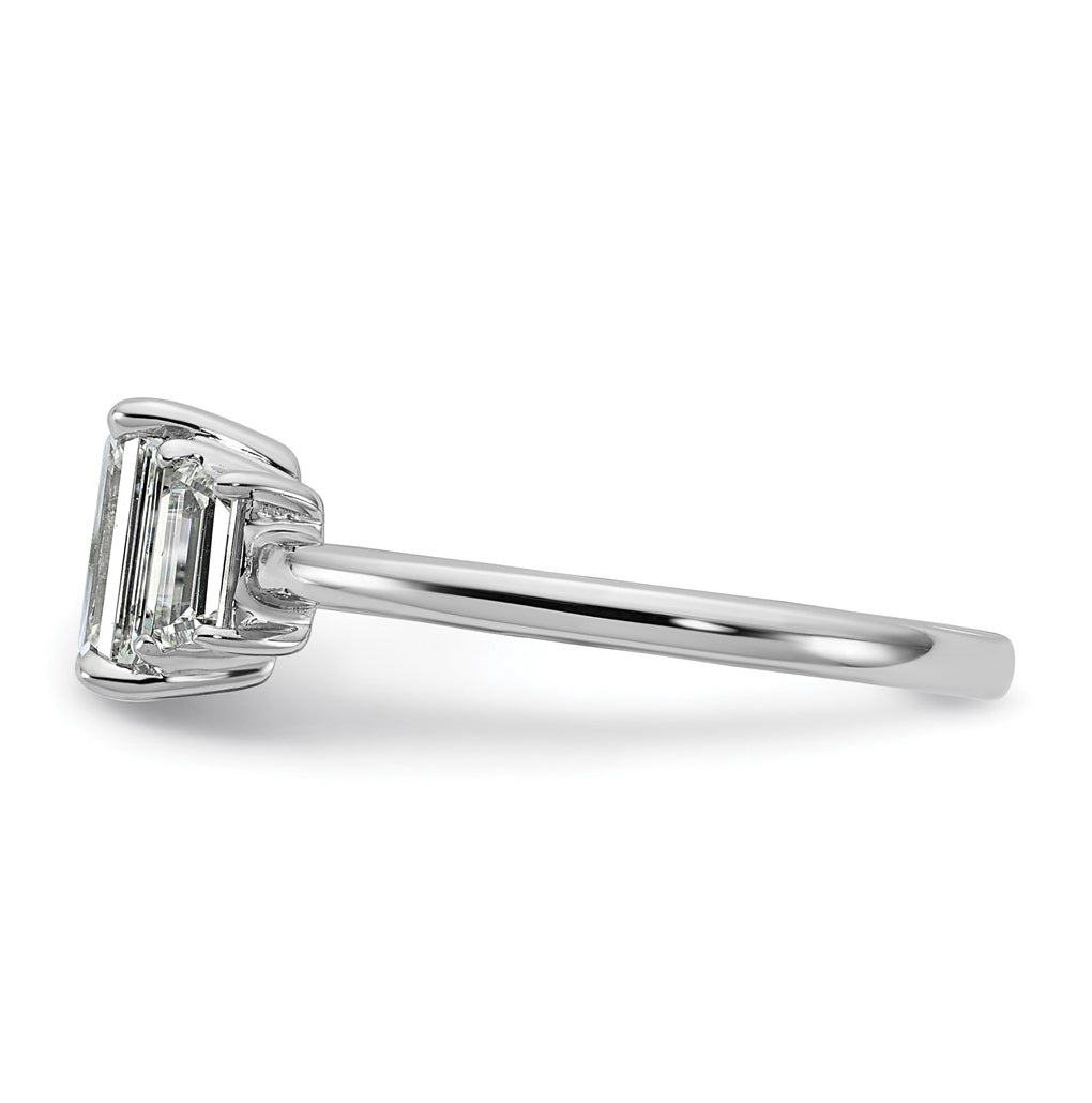 14k White Gold 1 3/8 carat Certified Lab Grown Diamond VS+ F+ Complete Emerald and Trapezoid Engagement Ring