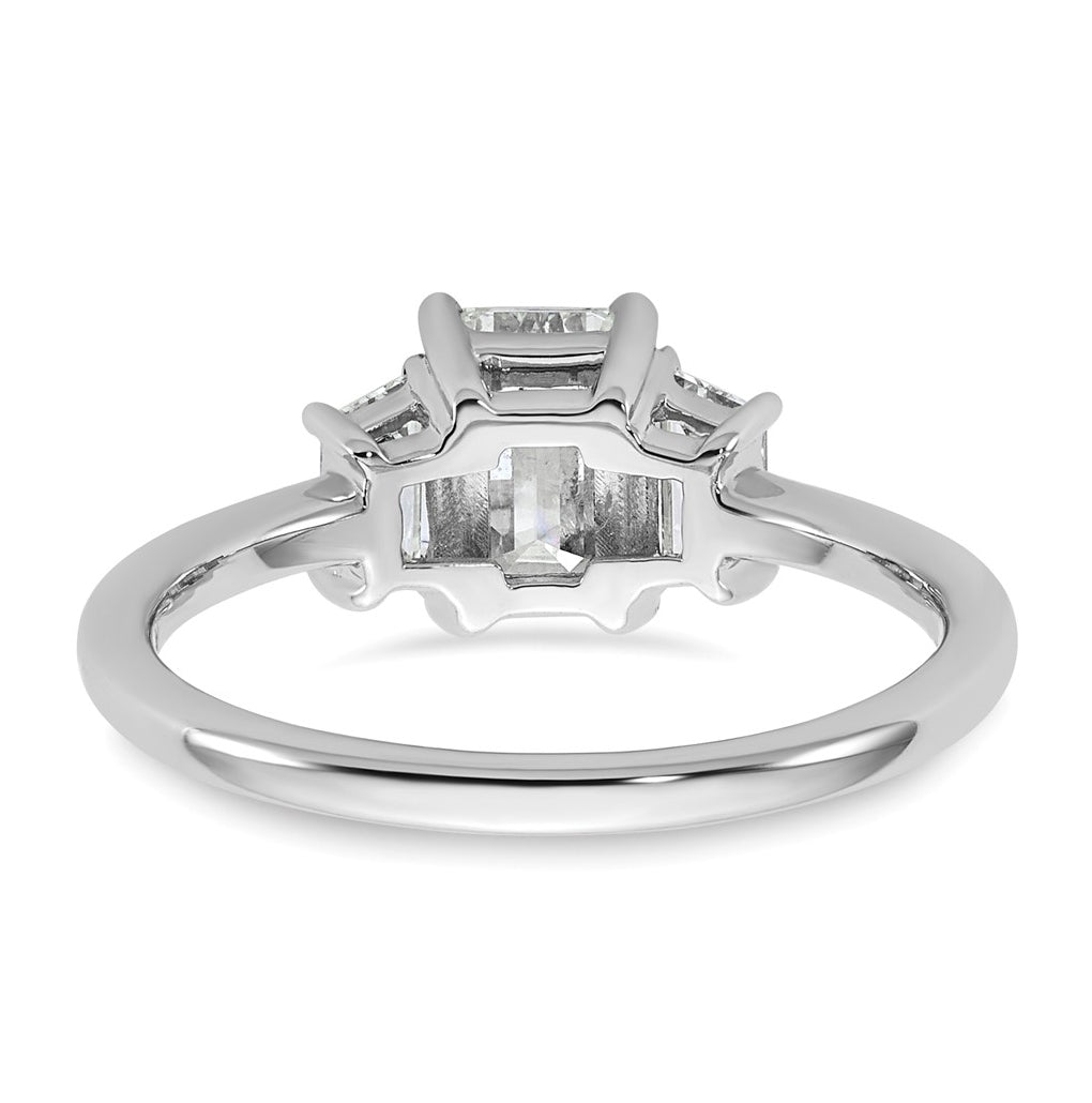 14k White Gold 1 3/8 carat Certified Lab Grown Diamond VS+ F+ Complete Emerald and Trapezoid Engagement Ring