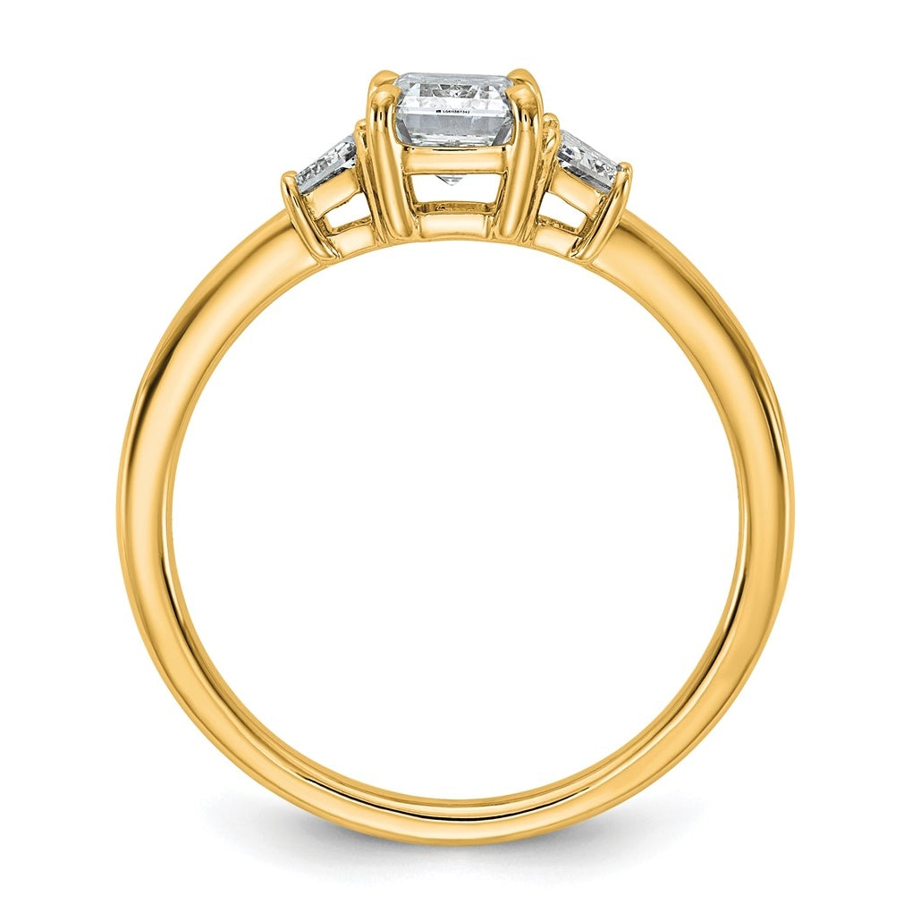 14K Yellow Gold Certified Lab Grown Diamond VS+ F+ Complete Emerald and Trapezoid Engagement Ring