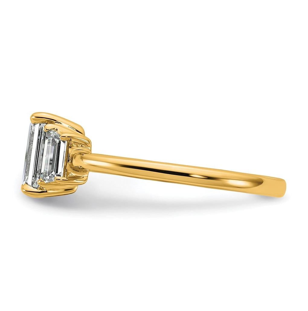14K Yellow Gold Certified Lab Grown Diamond VS+ F+ Complete Emerald and Trapezoid Engagement Ring