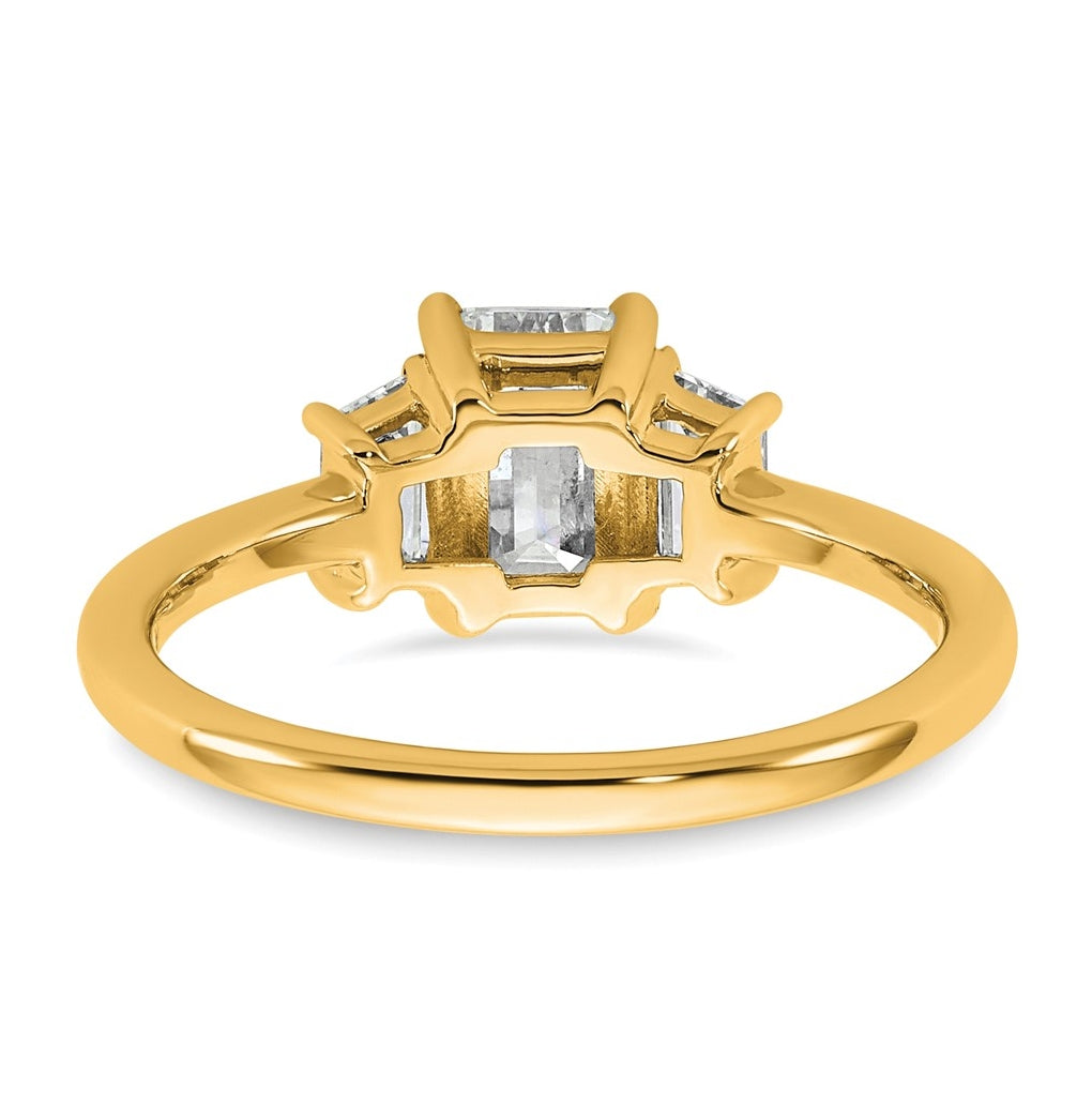 14K Yellow Gold Certified Lab Grown Diamond VS+ F+ Complete Emerald and Trapezoid Engagement Ring