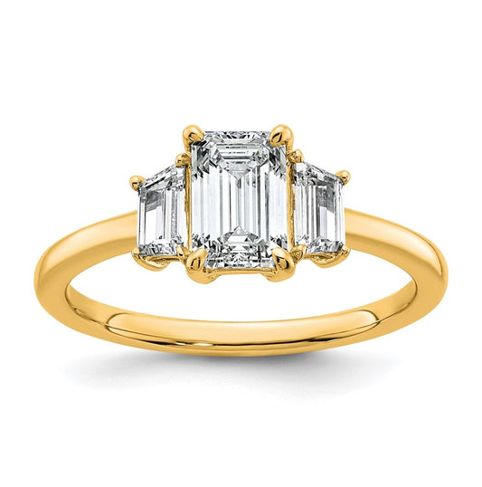 14K Yellow Gold Certified Lab Grown Diamond VS+ F+ Complete Emerald and Trapezoid Engagement Ring