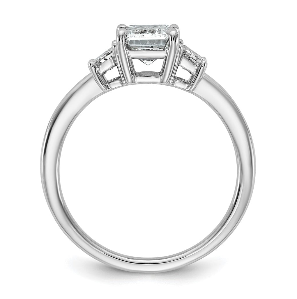 14k White Gold 2 carat Certified Lab Grown Diamond VS+ F+ Complete Emerald and Trapezoid Engagement Ring