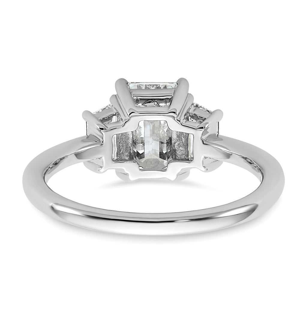 14k White Gold 2 carat Certified Lab Grown Diamond VS+ F+ Complete Emerald and Trapezoid Engagement Ring