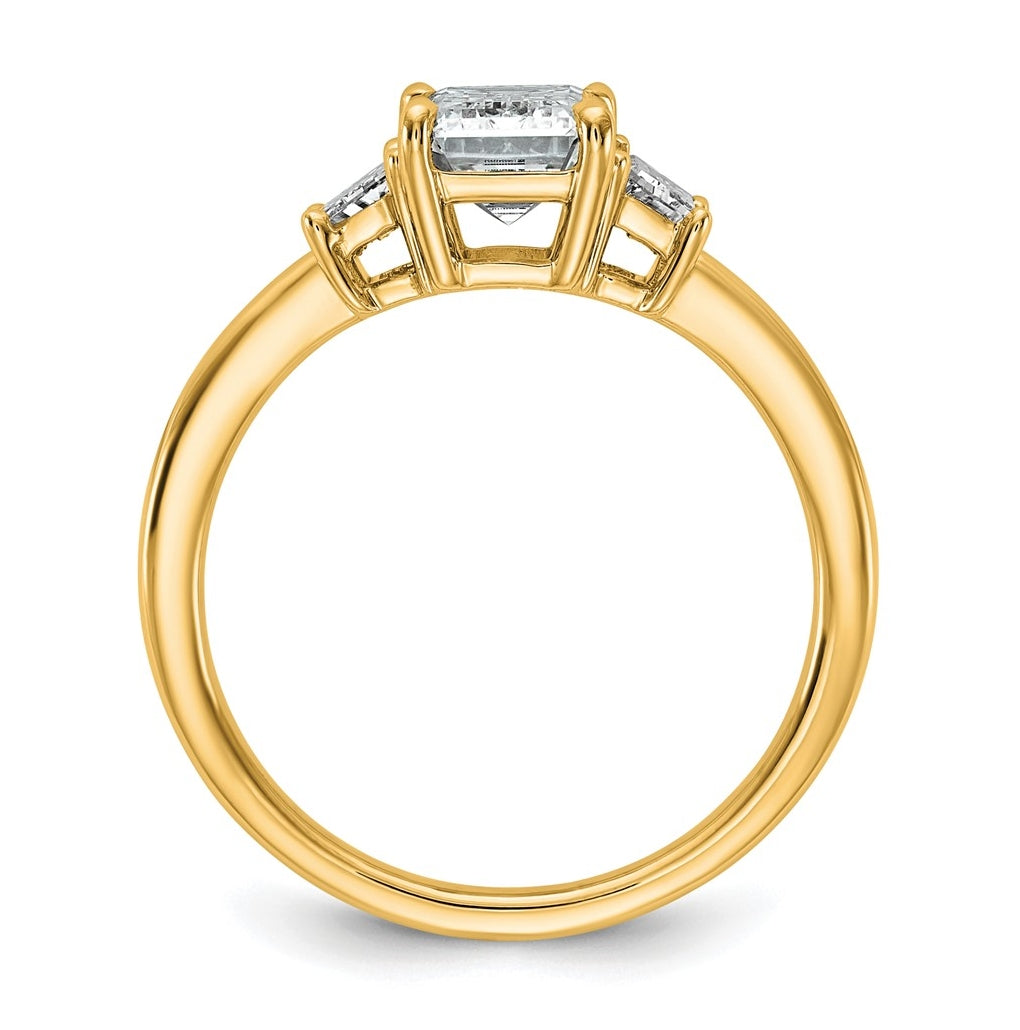 14K Yellow Gold Certified Lab Grown Diamond VS+ F+ Complete Emerald and Trapezoid Engagement Ring
