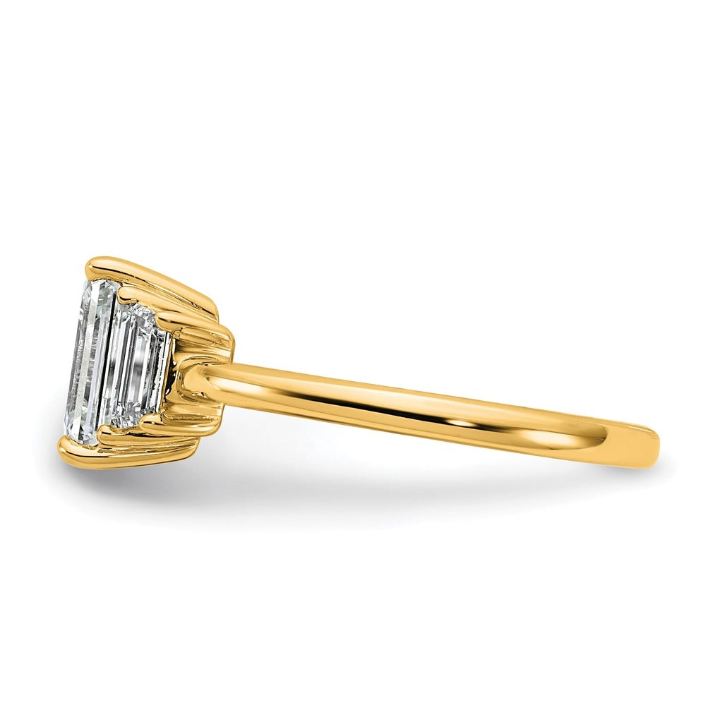 14K Yellow Gold Certified Lab Grown Diamond VS+ F+ Complete Emerald and Trapezoid Engagement Ring