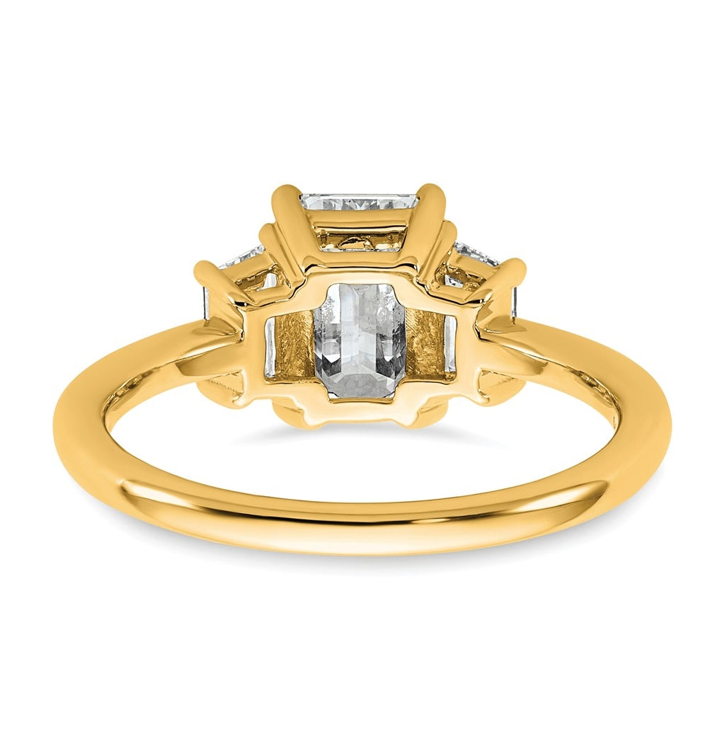 14K Yellow Gold Certified Lab Grown Diamond VS+ F+ Complete Emerald and Trapezoid Engagement Ring