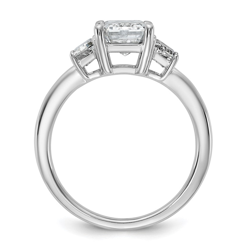 14k White Gold 2 3/4 carat Certified Lab Grown Diamond VS+ F+ Complete Emerald and Trapezoid Engagement Ring