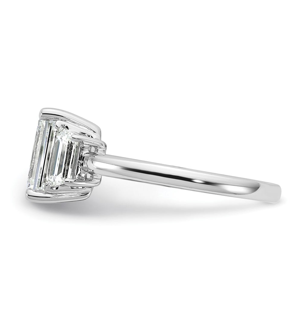 14k White Gold 2 3/4 carat Certified Lab Grown Diamond VS+ F+ Complete Emerald and Trapezoid Engagement Ring