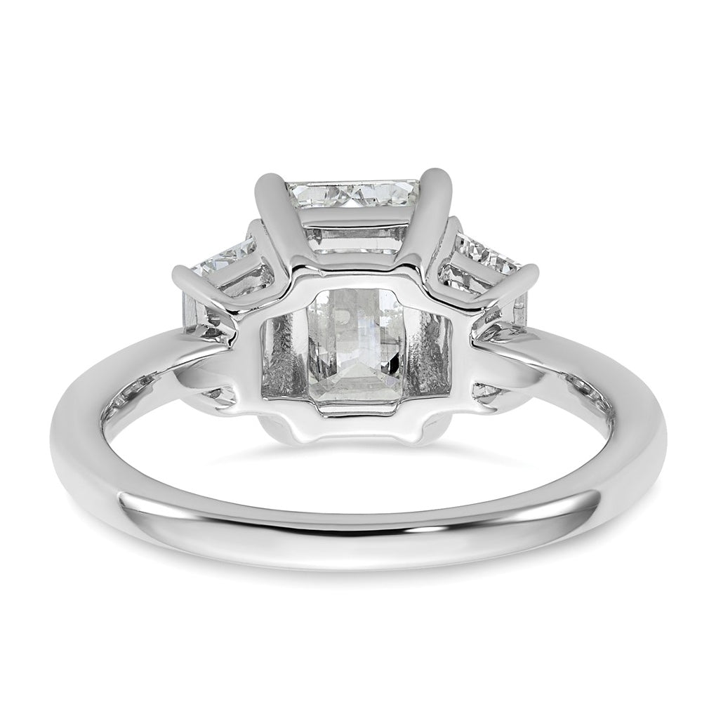 14k White Gold 2 3/4 carat Certified Lab Grown Diamond VS+ F+ Complete Emerald and Trapezoid Engagement Ring