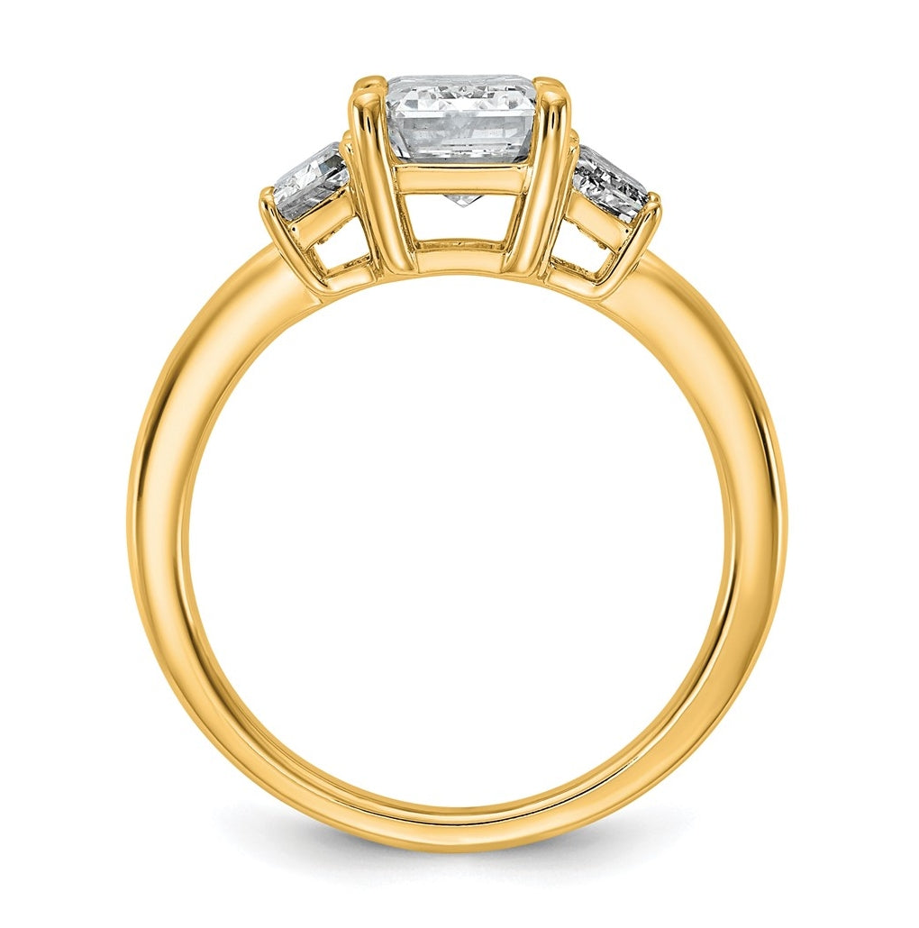 14K Yellow Gold Certified Lab Grown Diamond VS+ F+ Complete Emerald and Trapezoid Engagement Ring