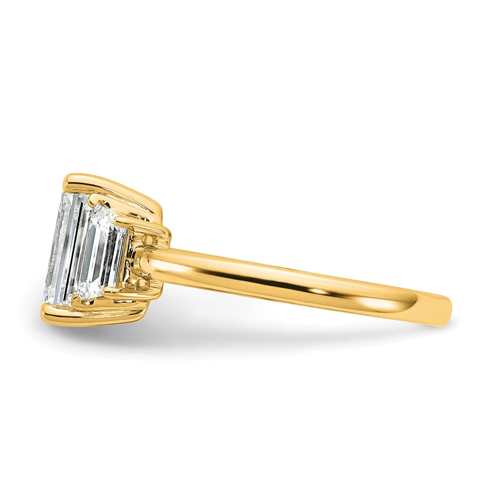 14K Yellow Gold Certified Lab Grown Diamond VS+ F+ Complete Emerald and Trapezoid Engagement Ring