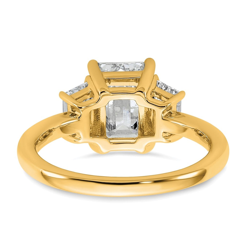 14K Yellow Gold Certified Lab Grown Diamond VS+ F+ Complete Emerald and Trapezoid Engagement Ring